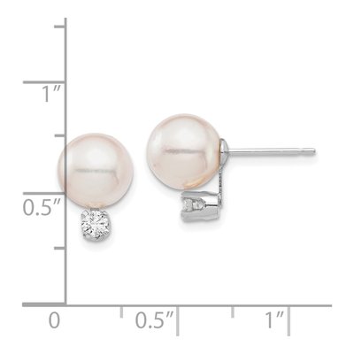 14K White Gold 1/5 ct tw Akoya Cultured Pearl & Diamond Round Stud Earrings – view 4