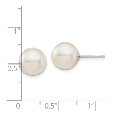 14K White Gold Round Akoya Cultured Pearl Stud Earrings – view 4