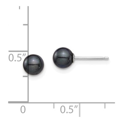 14K White Gold Round Black Akoya Cultured Pearl Stud Earrings – view 4