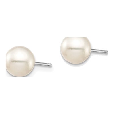 14K White Gold Black & White Pearl Stud Earring Set – view 2
