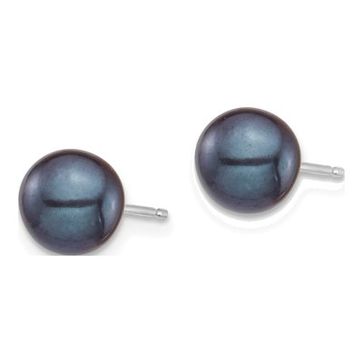 14K White Gold Black & White Pearl Stud Earring Set – view 3