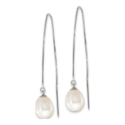 14K White Gold Freshwater Cultured Pearl Threader Earrings – view 2