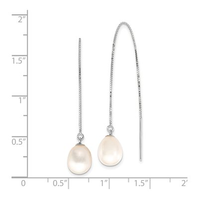 14K White Gold Freshwater Cultured Pearl Threader Earrings – view 4