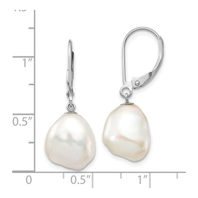 14K White Gold Freshwater Cultured Pearl Leverback Earrings – view 4