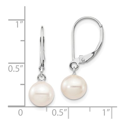 14K White Gold Freshwater Cultured Pearl Leverback Earrings – view 4