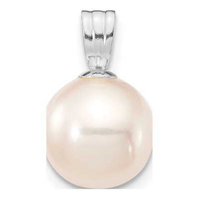 14K White Gold Freshwater Cultured Pearl Round Pendant