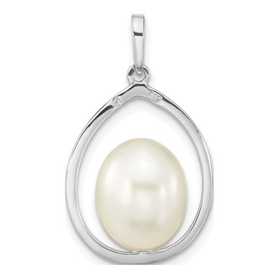 14K White Gold Freshwater Cultured Pearl Teardrop Pendant – view 3