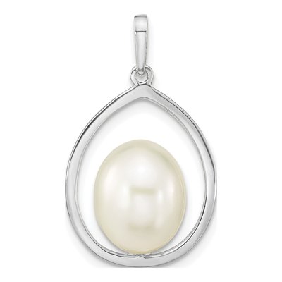 14K White Gold Freshwater Cultured Pearl Teardrop Pendant