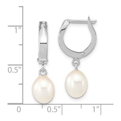 14K White Gold Freshwater Cultured Pearl Teardrop Dangle Earrings – view 4