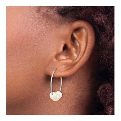 14K White Gold 25mm Freshwater Cultured Pearl Hoop Earrings – view 3