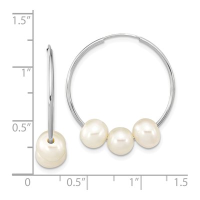 14K White Gold 25mm Freshwater Cultured Pearl Hoop Earrings – view 4