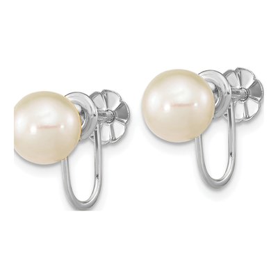 14K White Gold Freshwater Cultured Pearl Non-Pierced Dangle Earrings – view 2