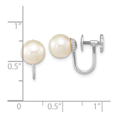 14K White Gold Freshwater Cultured Pearl Non-Pierced Dangle Earrings – view 4