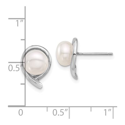 14K White Gold Freshwater Cultured Pearl Button Stud Earrings – view 4