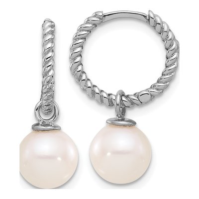 14K White Gold Black & White Pearl Dangle Earrings – view 3