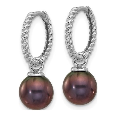 14K White Gold Black & White Pearl Dangle Earrings – view 4