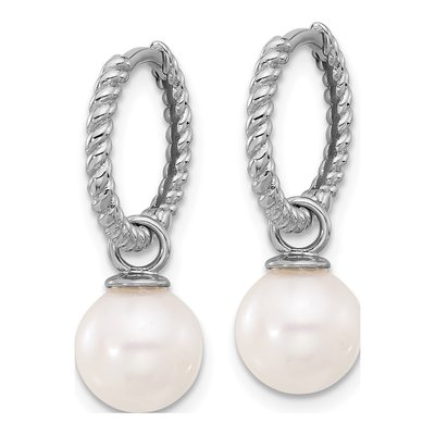 14K White Gold Black & White Pearl Dangle Earrings – view 5