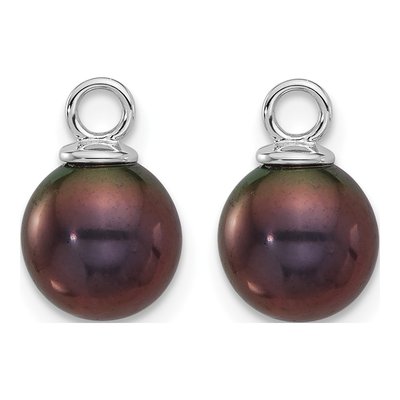 14K White Gold Black & White Pearl Dangle Earrings – view 6