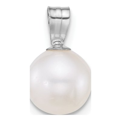 14K White Gold Freshwater Cultured Pearl Round Pendant – view 3