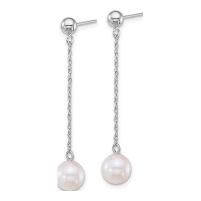 14K White Gold Akoya Cultured Pearl Dangle Earrings – view 2