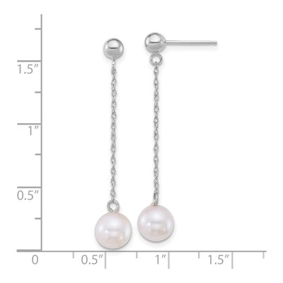 14K White Gold Akoya Cultured Pearl Dangle Earrings – view 3