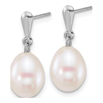 14K White Gold Freshwater Cultured Pearl Dangle Earrings – view 2