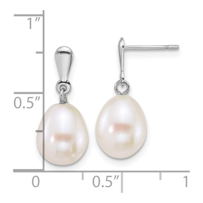 14K White Gold Freshwater Cultured Pearl Dangle Earrings – view 3