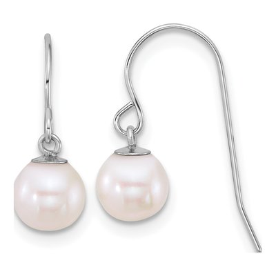 14K White Gold Freshwater Cultured Pearl Dangle Earrings