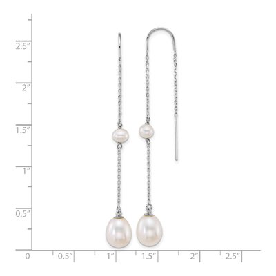 14K White Gold Freshwater Cultured Pearl Threader Earrings – view 3