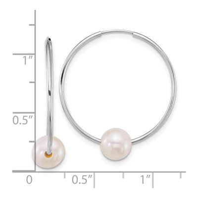 14K White Gold 26mm Freshwater Cultured Pearl Endless Hoop Earrings – view 3