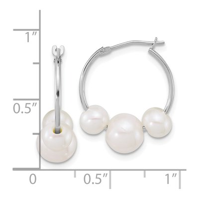 14K White Gold 19mm Freshwater Cultured Pearl Hoop Earrings – view 3
