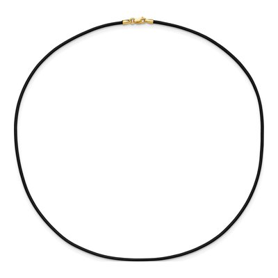 14K Yellow Gold Black Leather Cord Necklace, 20" – view 5