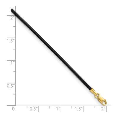 14K Yellow Gold Black Leather Cord Necklace, 20" – view 6