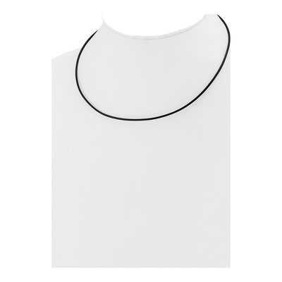 14K White Gold Black Leather Cord Necklace – view 4