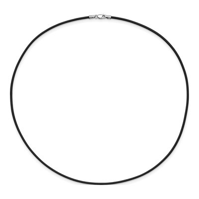14K White Gold Black Leather Cord Necklace – view 5