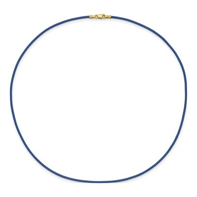 14K Yellow Gold Royal Blue Leather Cord Necklace – view 5
