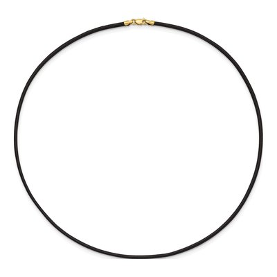 14K Yellow Gold Black Leather Cord Necklace – view 5