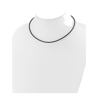14K White Gold Black Leather Cord Necklace – view 4