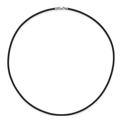 14K White Gold Black Leather Cord Necklace – view 5