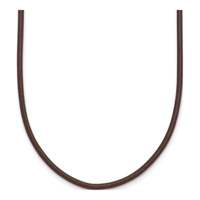 14K Yellow Gold Brown Leather Cord Necklace