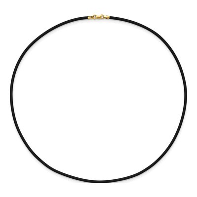 14K Yellow Gold Black Rubber Cord Necklace – view 5