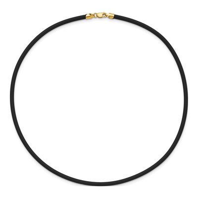 14K Yellow Gold Black Rubber Cord Necklace – view 5