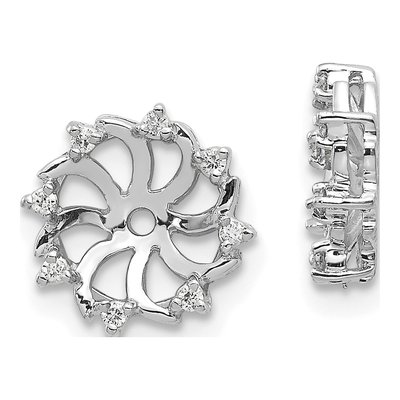 14K White Gold 1/15 ct tw Diamond Earring Jackets