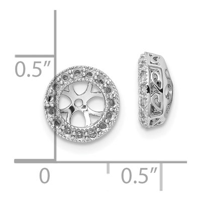 14K White Gold Diamond Circle Earring Jacket Mounting – view 4