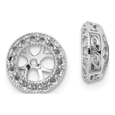 14K White Gold Diamond Circle Earring Jacket Mounting