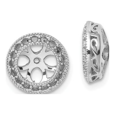 14K White Gold Diamond Circle Earring Jacket Mounting