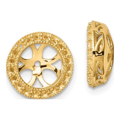 14K Yellow Gold Diamond Circle Earring Jacket Mounting