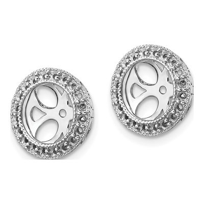 14K White Gold Circle Earring Jacket Mounting – view 3