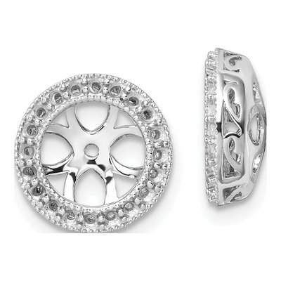14K White Gold Circle Earring Jacket Mounting