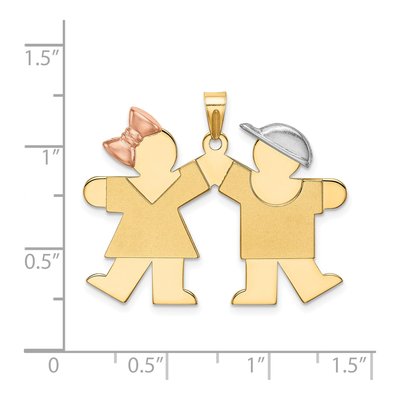 14K Tri-Color Gold Girl Boy Kiss Charm – view 4